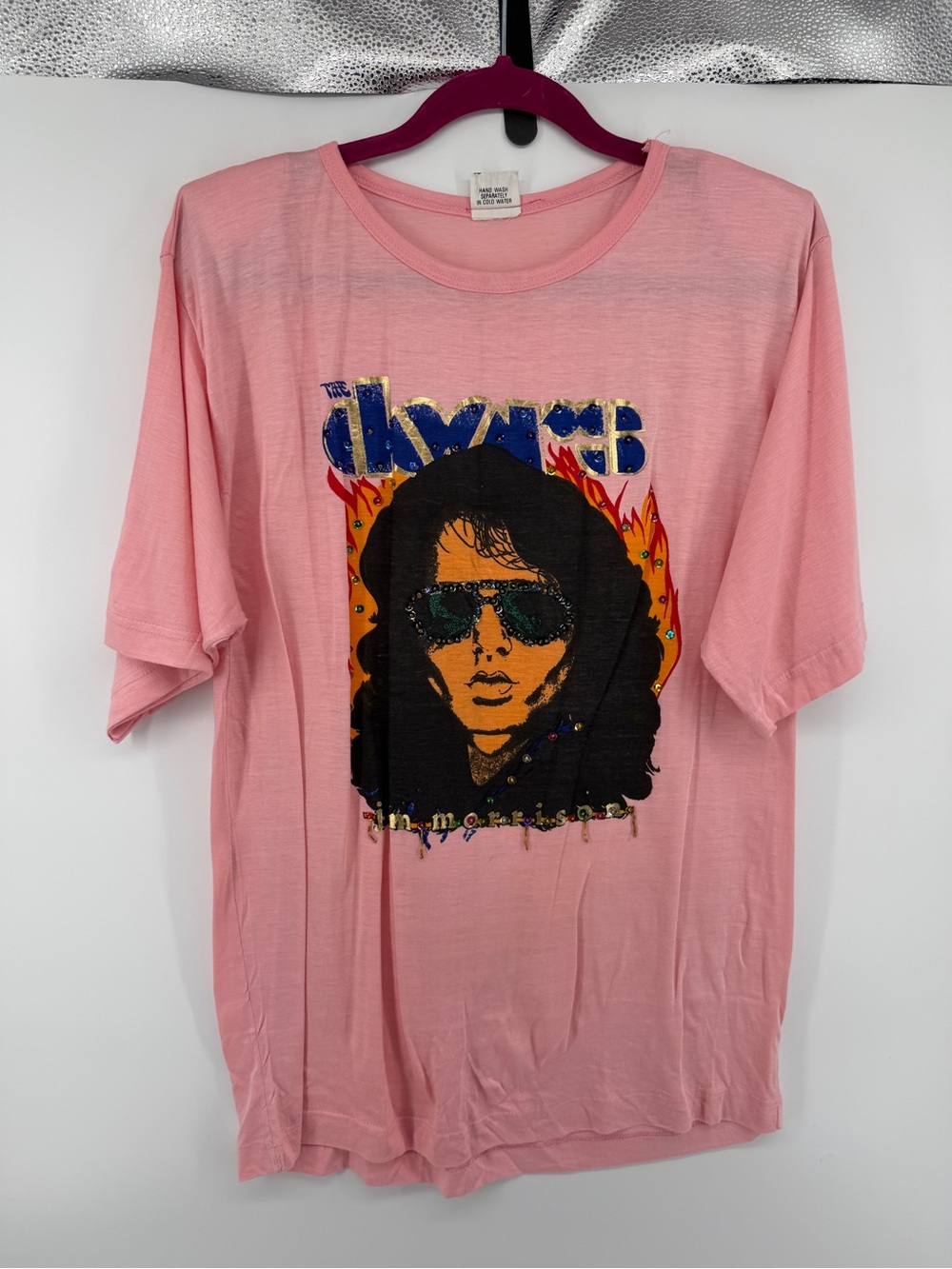 Jim Morrison The Doors Graphic Rock Pink Retro Band Tee Sz